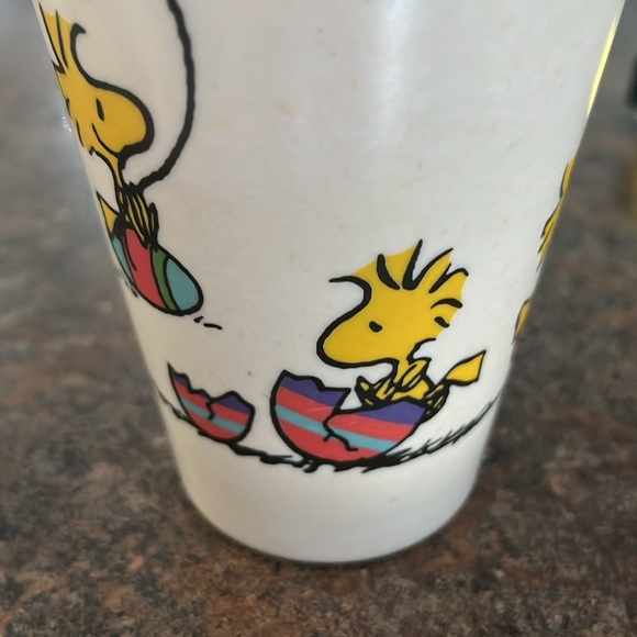 4 Snoopy and Woodstock Easter Spring melamine drinking cups daisies eggs 14oz - Picture 5 of 11